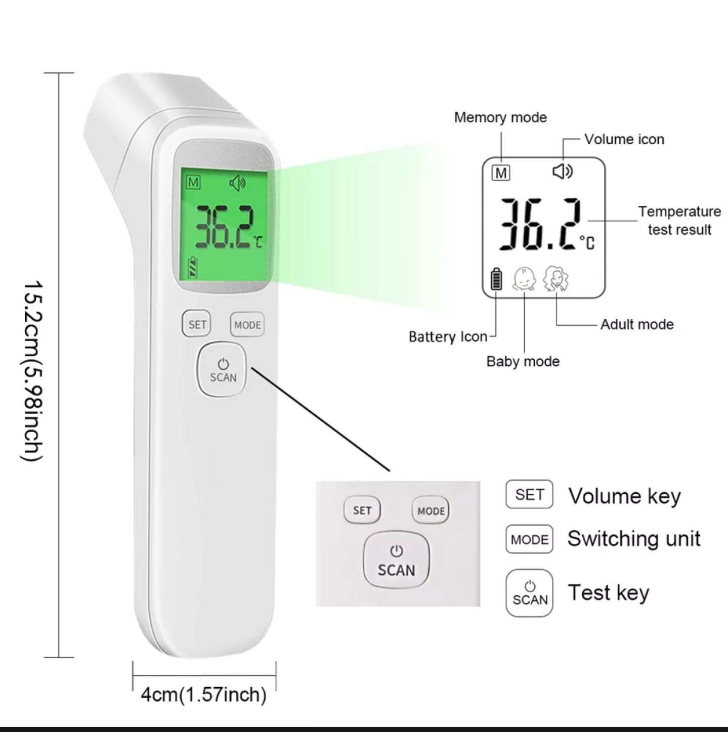 Nhiệt Kế Hồng Ngoại , Đo Không Tiếp Xúc - Cảnh Báo Sốt -- Tặng Kèm 1 Cặp Pin  - Giao Hàng Toàn Quốc