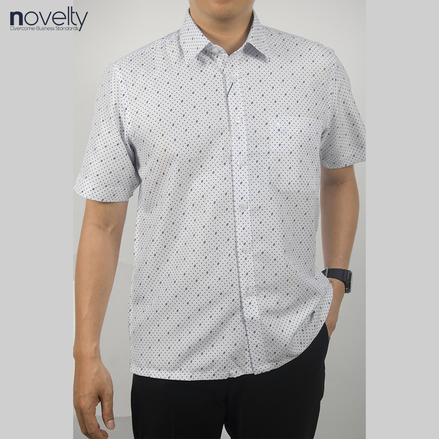 Hình ảnh Áo sơ mi nam ngắn tay Novelty Casual Hoa văn NSMMINMSPB230711N