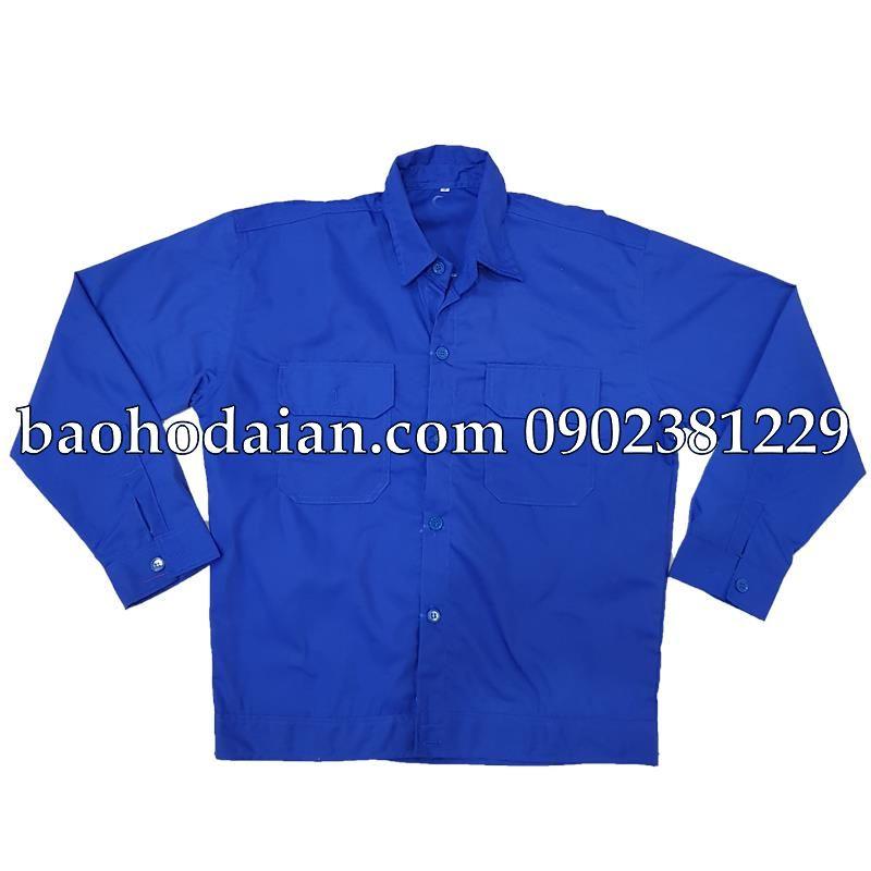 Quần áo công nhân vải kaki xi màu xanh bích