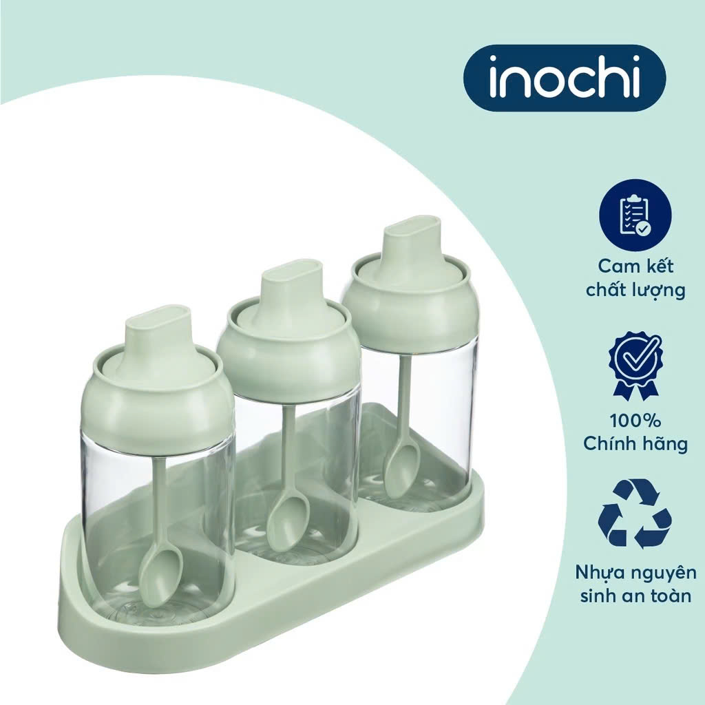 Bộ 3 hộp gia vị Tritan Yoko - Chính Hãng inochi Tiêu chuẩn nhật bản dễ dàng vệ sinh và sử dụng