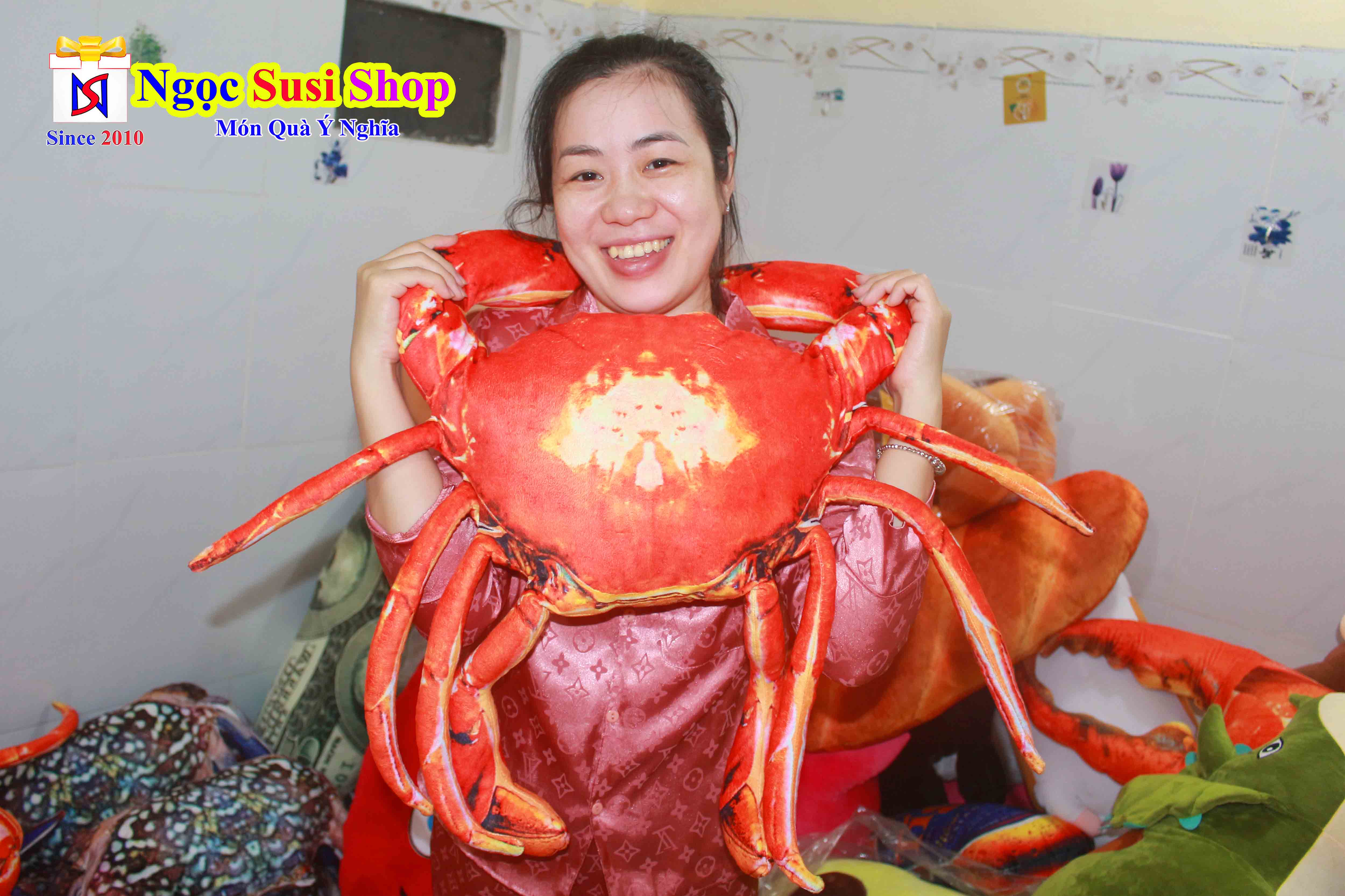 THÚ BÔNG CUA ĐỎ 3D , GHẸ BÔNG 3D CHO BÉ YÊU SIÊU TO KHỔNG LỒ