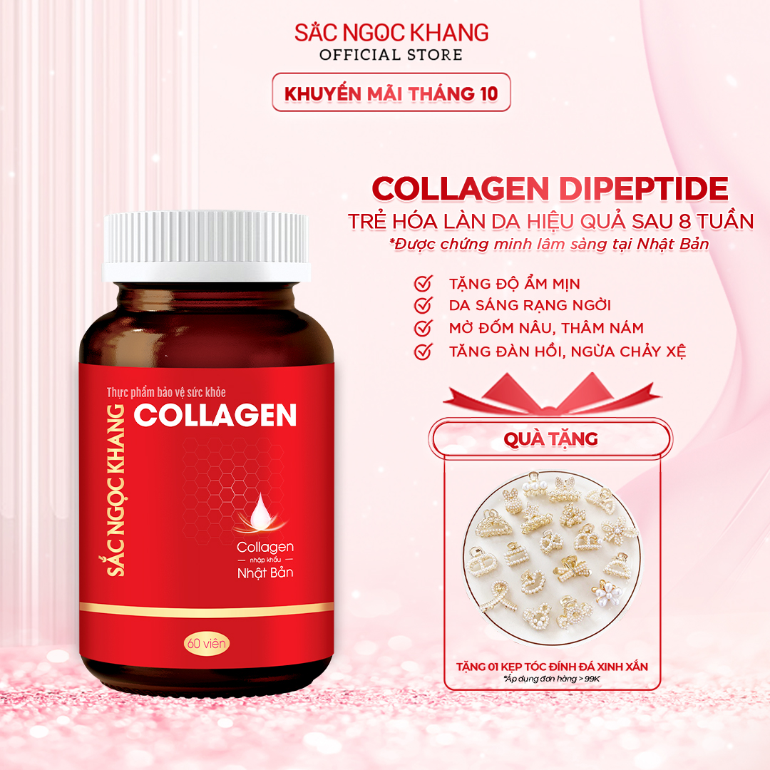 Collagen Sắc Ngọc Khang thế hệ mới 100% từ Nhật Bản [Hộp 60 viên]