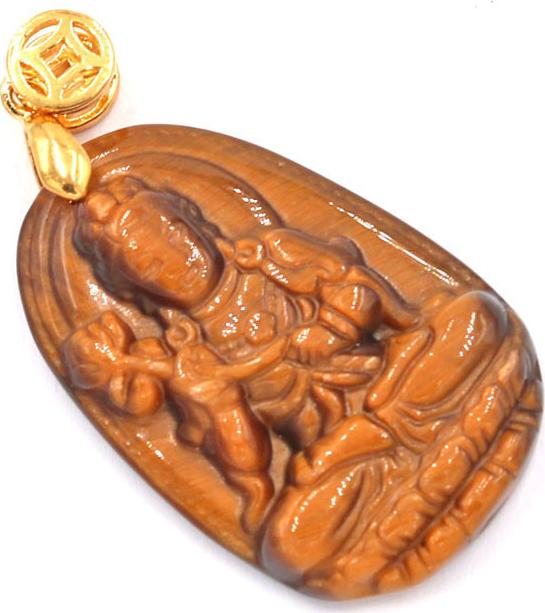Mặt dây chuyền Đại Thế Chí Bồ Tát đá mắt hổ 3.8cm