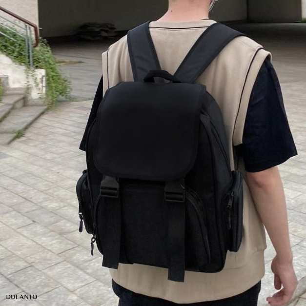 Balo Đi Học DAYPACK Chống Nước Cao Cấp Thời Trang Rẻ Đẹp Nhẹ Vải Canvas Đen Đựng Laptop Đi Chơi Du Lịch Nam Nữ DOLANTO