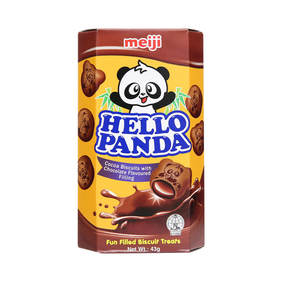 Lốc 10 Bánh Hello Meiji Panda Double Chocolate 43g