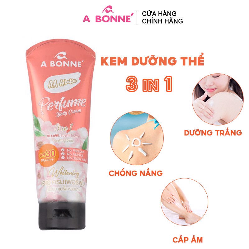 Kem Dưỡng Thể Dưỡng Ẩm, Giúp Da Trắng Sáng, Chống Nắng, Hương Nước Hoa A Bonne Perfume Body Cream SPF30 PA