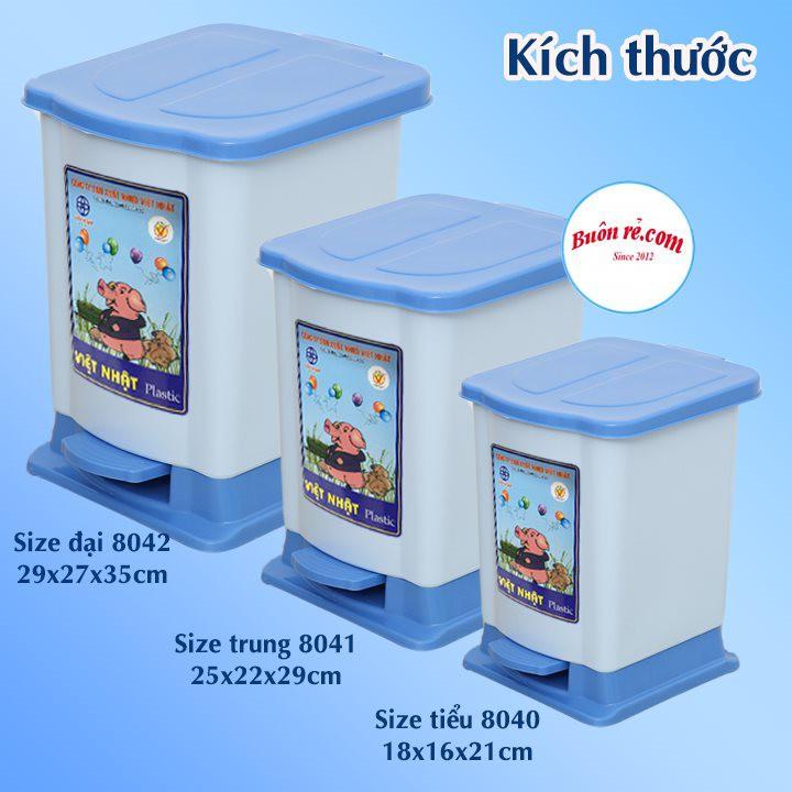 Thùng rác bật nắp Size Nhỏ Nhựa Việt Nhật, Thùng đựng rác văn phòng, phòng bếp có nắp đậy 8040