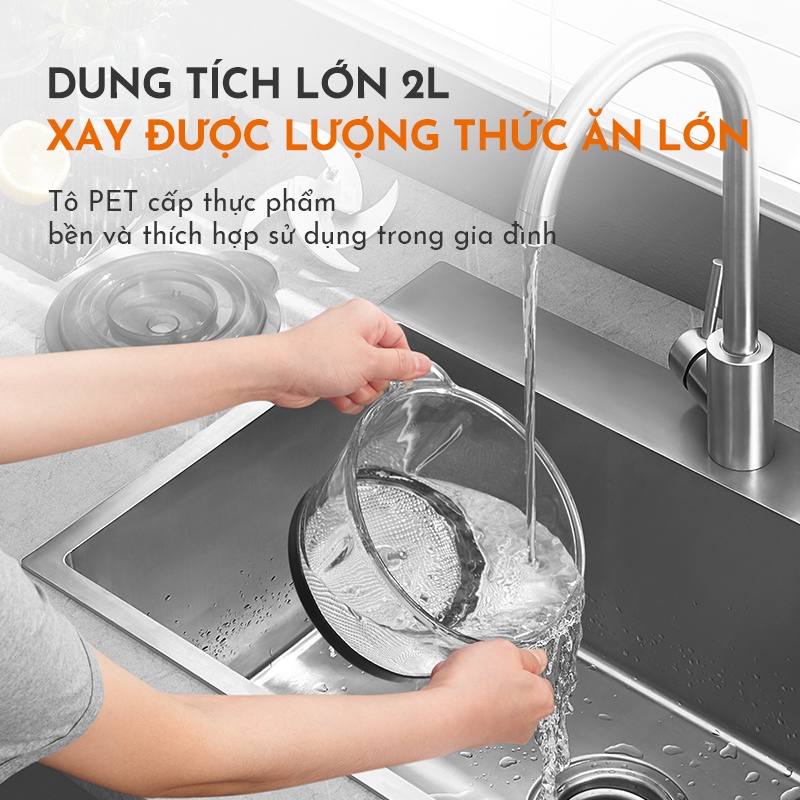 Máy xay thịt thực phẩm đa năng GAABOR GJ-M30A 2L (Nhựa - Tô Nhựa) - 300W - Hai chế độ xay - Chất liệu nhựa PP, an toàn cho sức khỏe