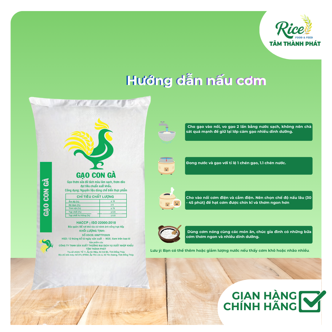 10KG GẠO THƠM SỮA - HIỆU CON GÀ