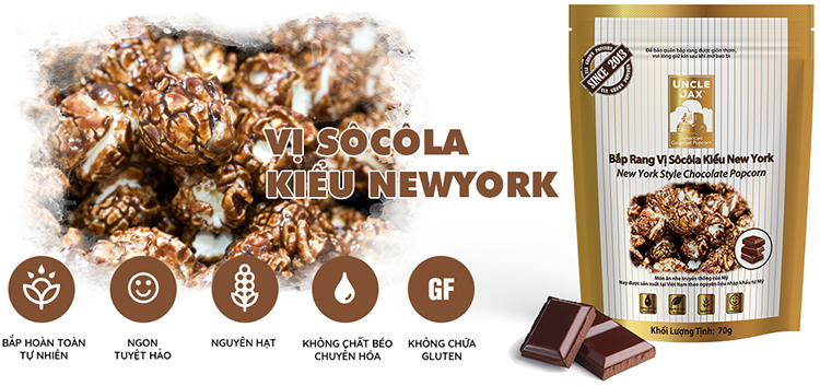 Bắp Rang Uncle Jax Vị Sôcôla Hiệu New York (70g)