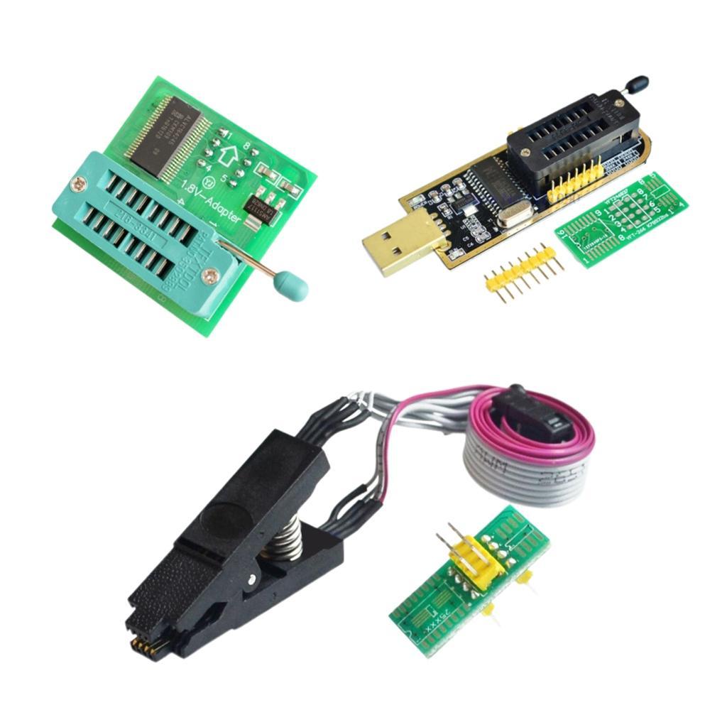 USB BIOS Programmer Flash EEPROM Series CH341A 24 25 + 1.8V Flash SPI SOP8 DIP8 Adapter With SOP8 SOIC8 To DIP8 EZ Converter Module