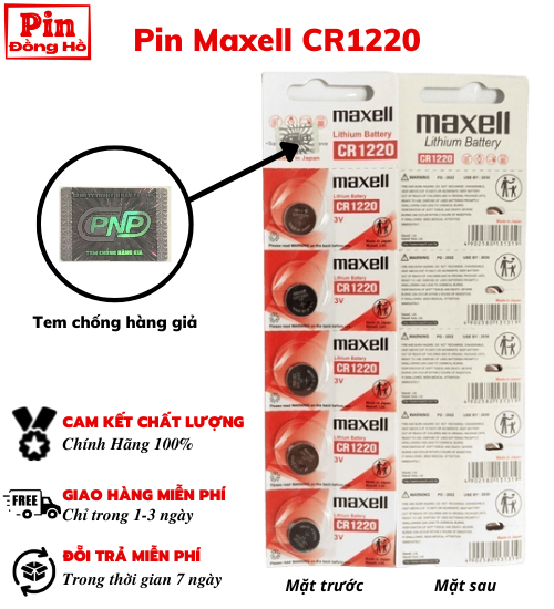 [HCM] Pin 1220 Maxell CR1220 - 1 vỉ 5 viên - Dùng cho Cmos, đồ chơi, thiết bị điện tử, đồng hồ