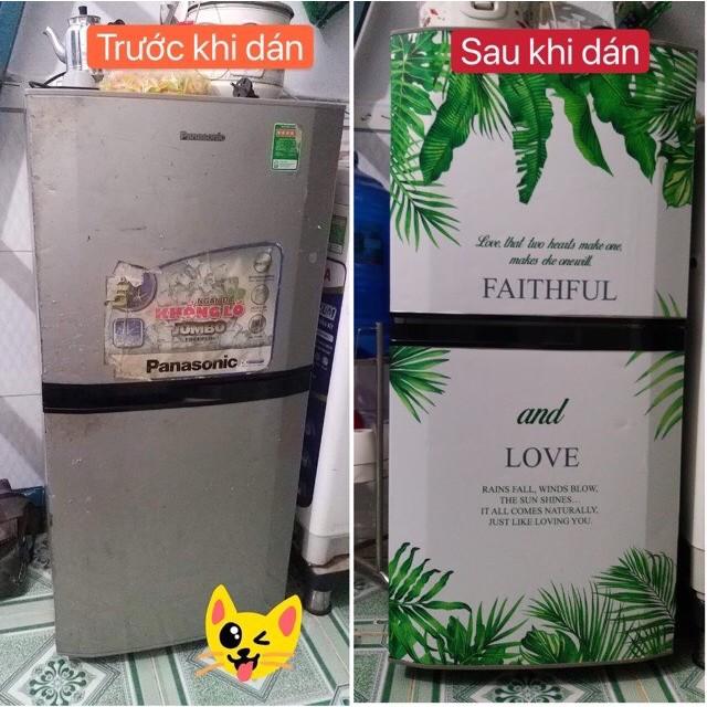 Miếng dán tủ lạnh LÁ XANH trang trí