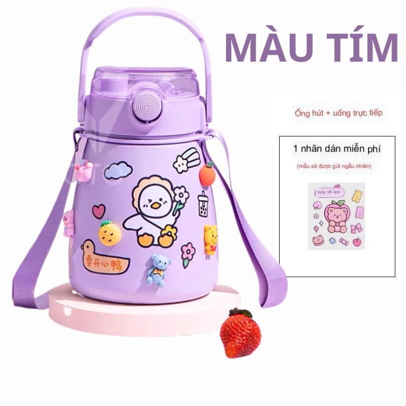 Bình nước giữ nhiệt 1000ml béo lùn HiLOGI inox 304, bình giữ nhiệt nắp bật đậy kín, giữ nóng 8h, lạnh hơn 12h