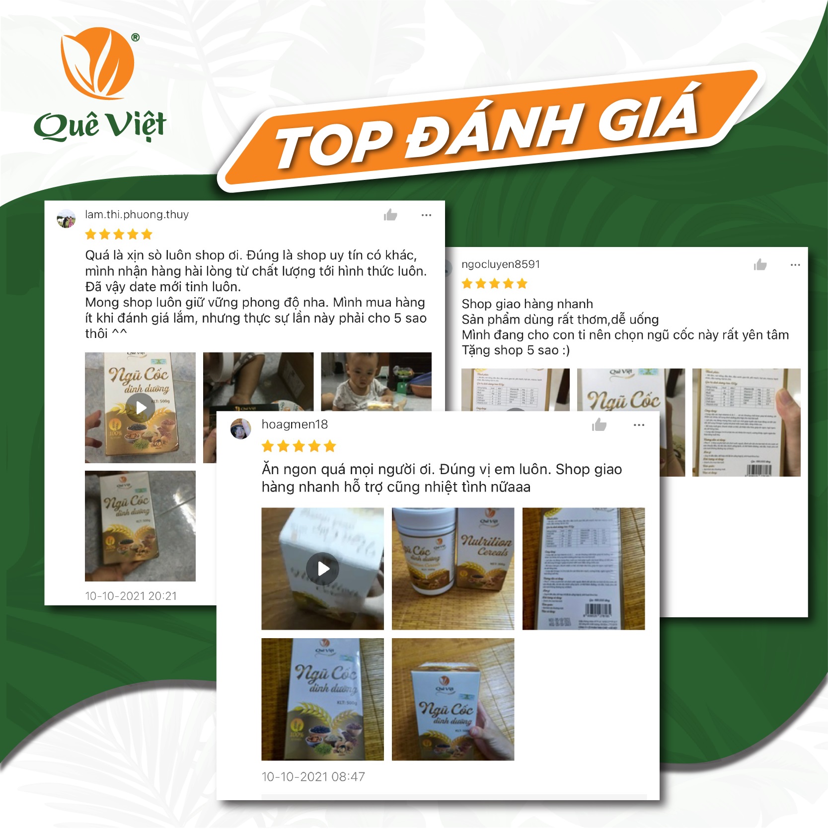 Ngũ cốc dinh dưỡng ăn sáng Quê Việt bổ sung vitamin và dinh dưỡng cần thiết (Combo 2 hộp X 500gr/hộp)