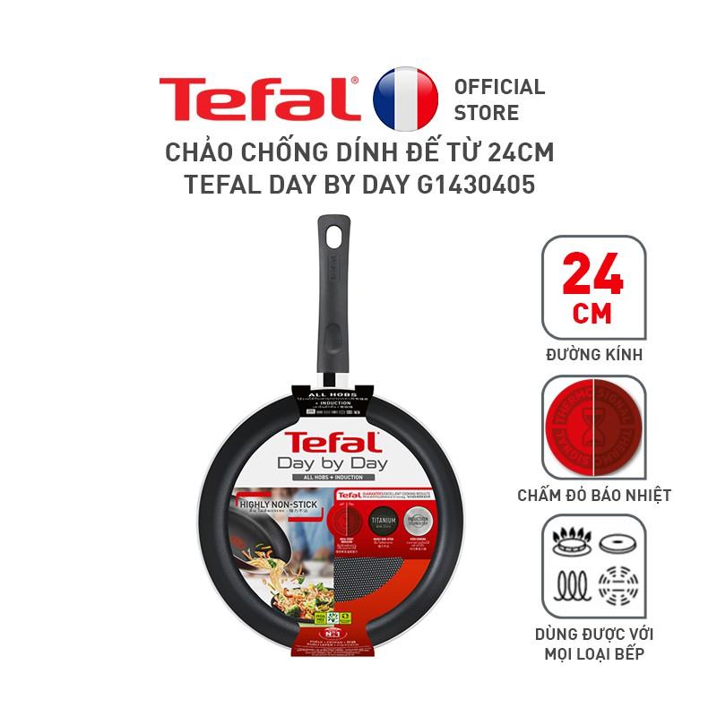 Chảo chiên chống dính đáy từ Tefal Day by Day 24cm, dùng cho mọi loại bếp- Hàng chính hãng