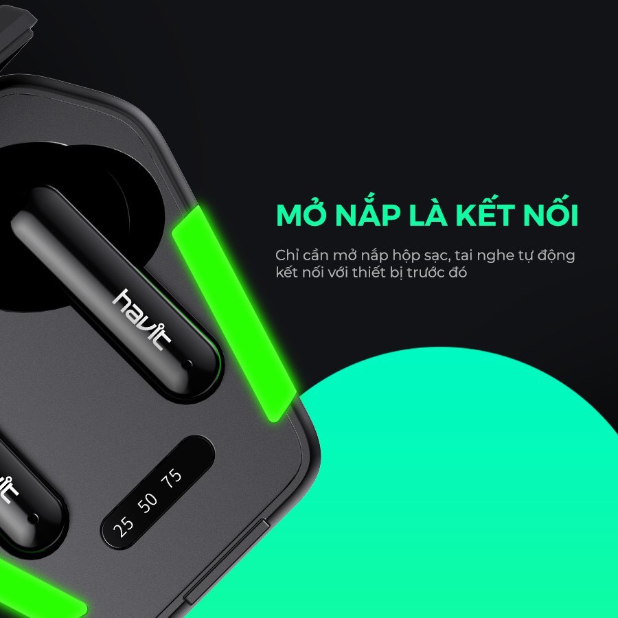 Tai Nghe Gaming True Wireless HAVIT TW938 Bass Chất Game Mượt, Chip ATS3015 Giảm Độ Trễ 0.05s - Điều Khiển Cảm Ứng Thông Minh - Thời Lượng Pin Lên Đến 25h - Hàng Chính Hãng