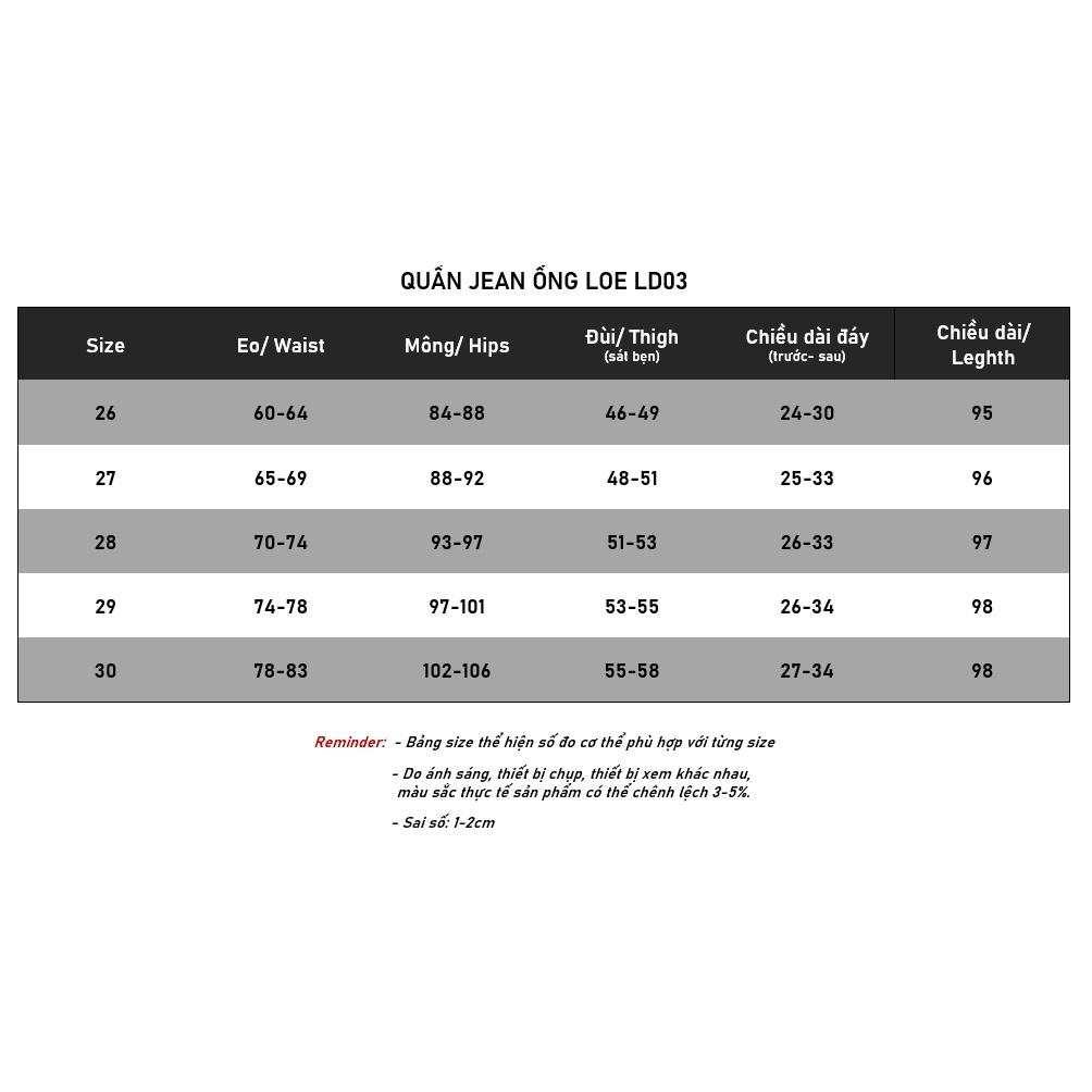 Quần Jean Ống Loe Aso Dài 95cm-98cm (LD03)