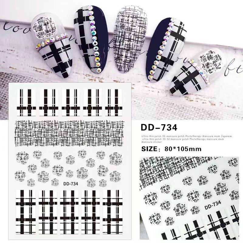 dán móng tay kẻ dd-734