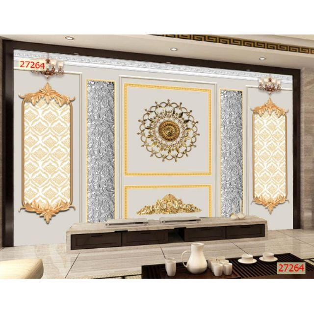 Tranh dán tường 3D kết hợp phào chỉ