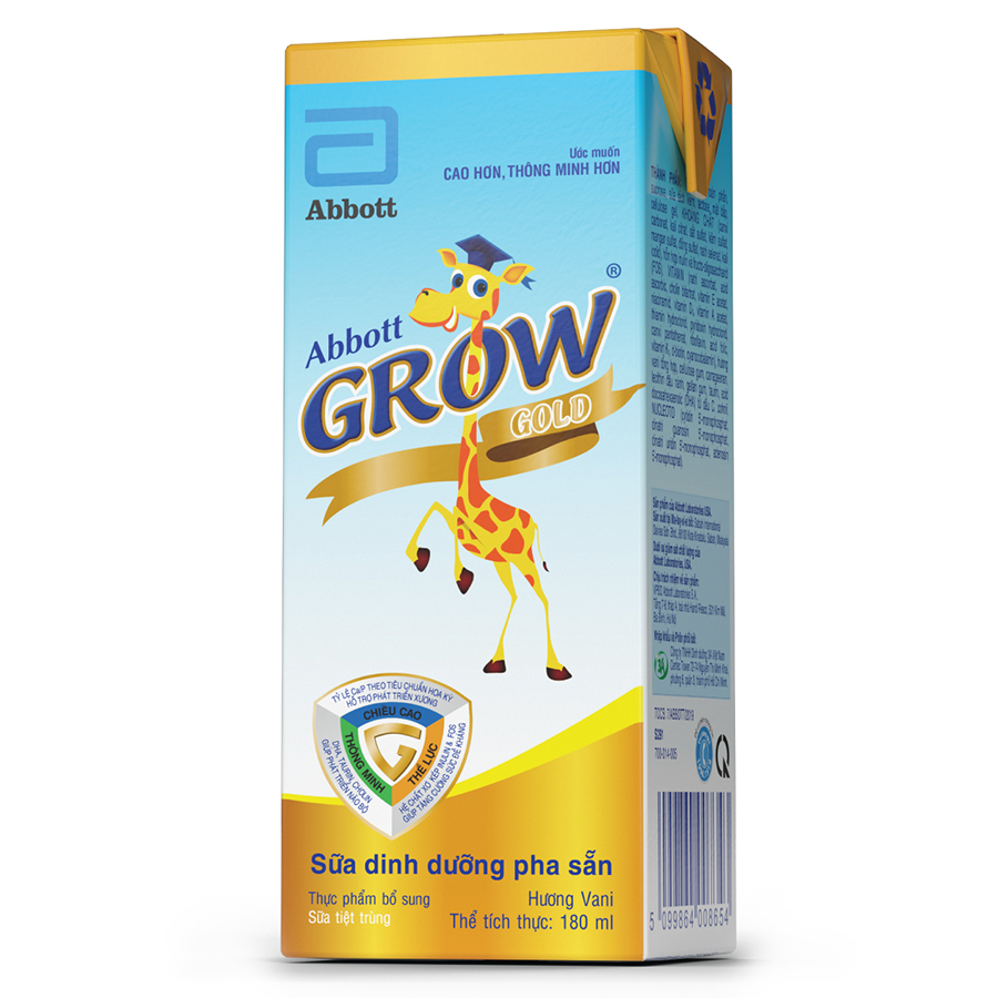 Lốc 04 Hộp Sữa Nước Abbott Grow Gold 180ml