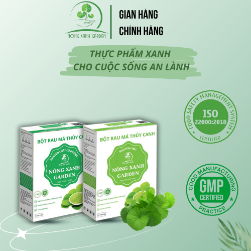 Nông Xanh Garden Combo 2 Hộp Bột Rau Má Thủy Canh Nguyên Chất + Nguyên Chất Có Đường Hộp 15 gói hòa tan uống liền, thanh nhiệt, làm đẹp