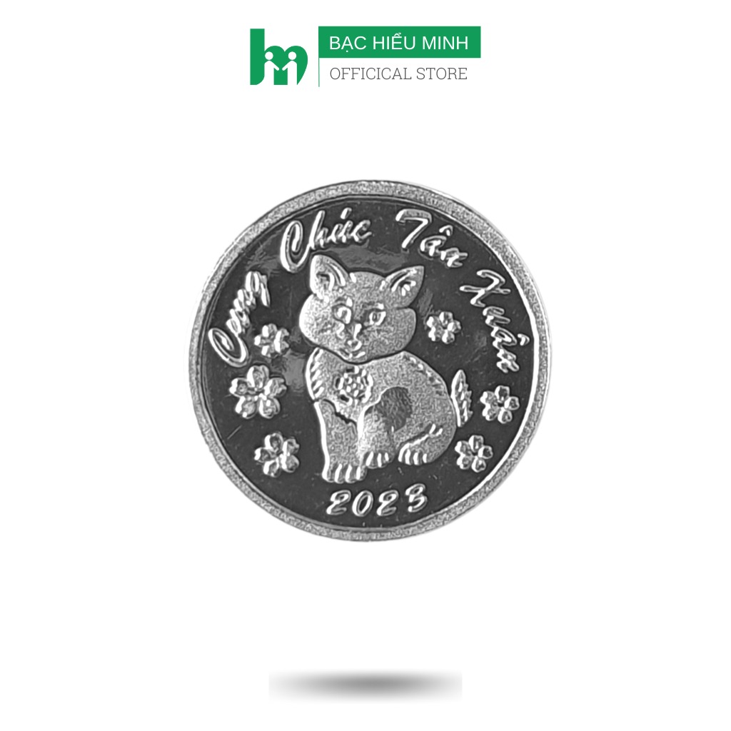 Đồng Xu Gió Đánh Gió Đánh Cảm Bạc Nguyên Chất S999 Chữ Cung Chúc Tân Xuân 2023 BẠC HIỂU MINH XDG15