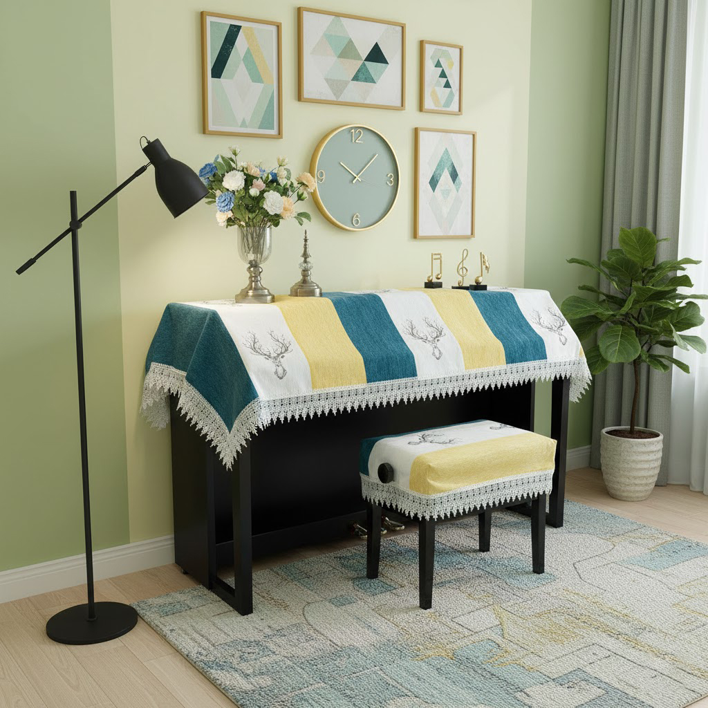 Khăn phủ đàn piano cơ đàn piano điện tử 88 phím trang trí năm mới Tết giáng sinh noel sang trọng cao cấp - Hàng chính hãng