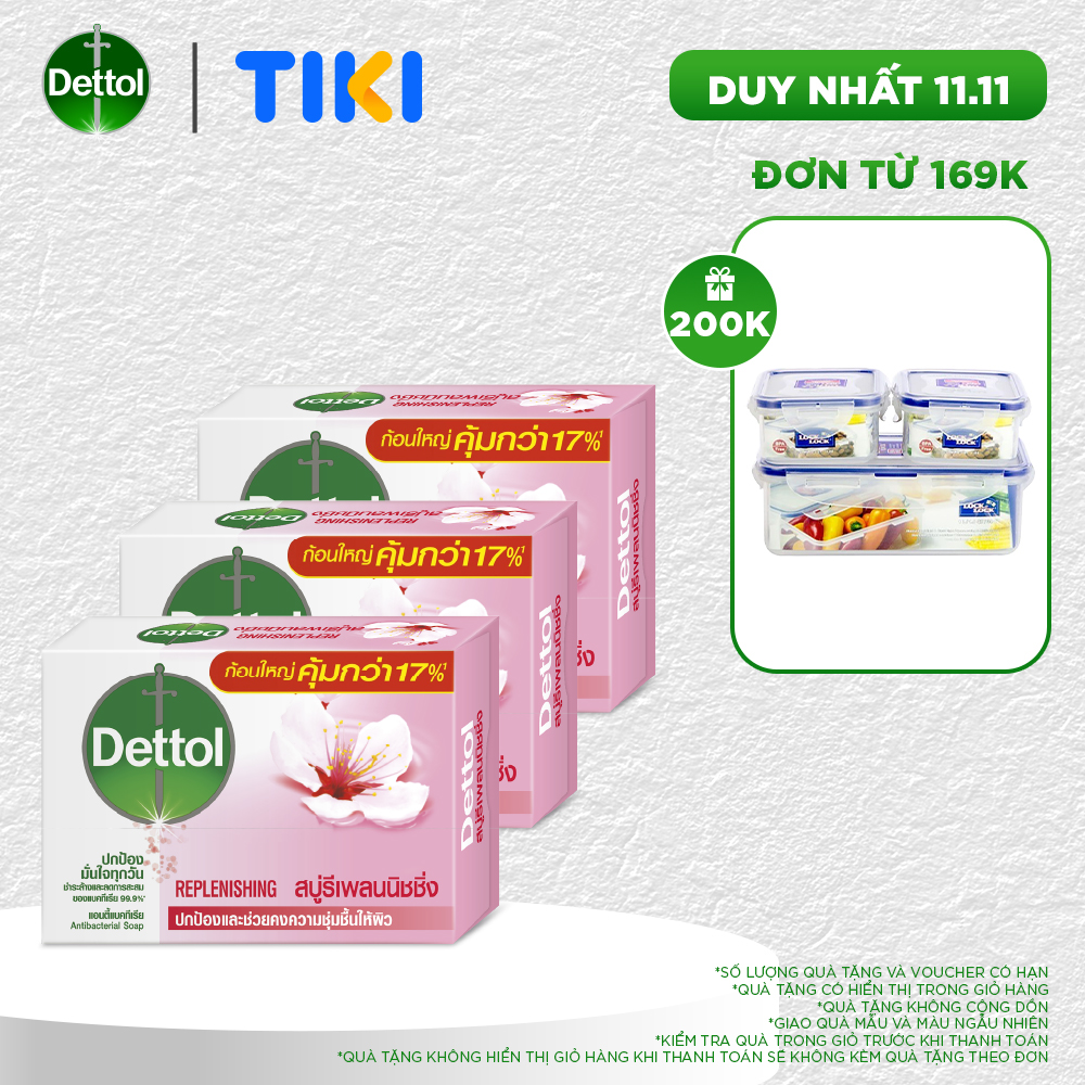 Combo 3 Xà Phòng Dettol Kháng Khuẩn Chăm Sóc Da 100g