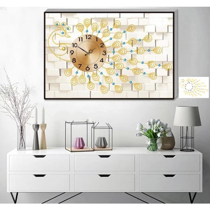 TRANH ĐÍNH ĐÁ ĐỒNG HỒ 70x50cm - TỰ ĐÍNH