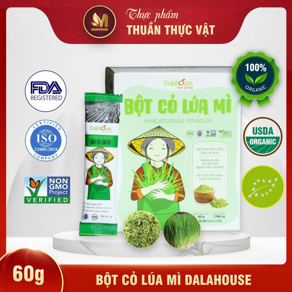 Bột Cỏ Lúa Mì Hữu Cơ Nguyên Chất Sấy Lạnh Dalahouse - Ngăn Ngừa Tiểu Đường, Phòng Ngừa Thiếu Máu, Máu Nhiễm Mỡ, Thanh Lọc Gan và Dạ Dày, Giảm Cân, Hỗ Trợ Điều Trị Viêm Loét Dạ Dày, Giảm Táo Bón, Hỗ Trợ Tiêu Hóa