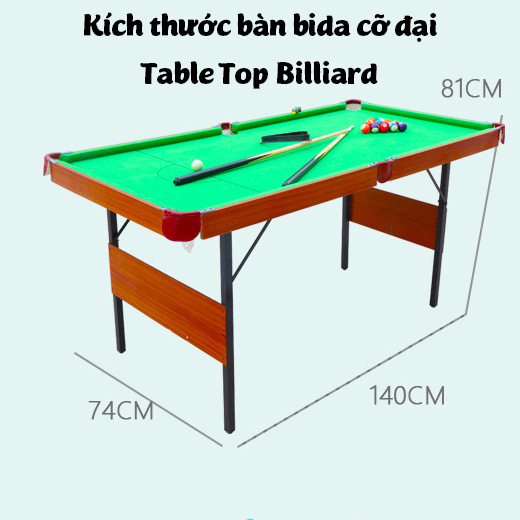 Bàn Bi-A bằng gỗ Table Top Pool Table TTP-140kích thước 140x74x81cm