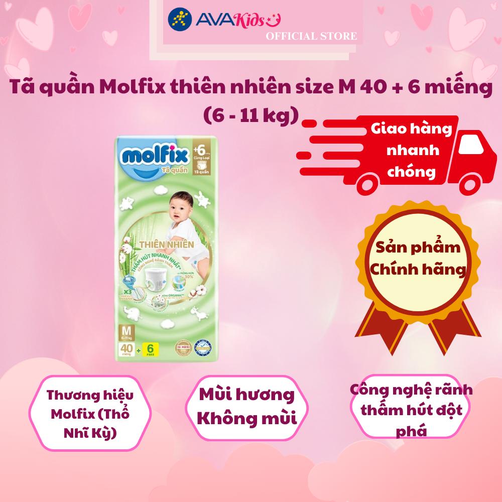 Tã quần Molfix thiên nhiên size M 40 + 6 miếng (6 - 11 kg)