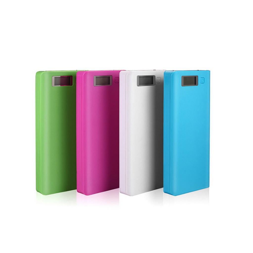 Box sạc dự phòng 8 18650 VER.2019 màn hình LCD không pin MÀU TRẮNG