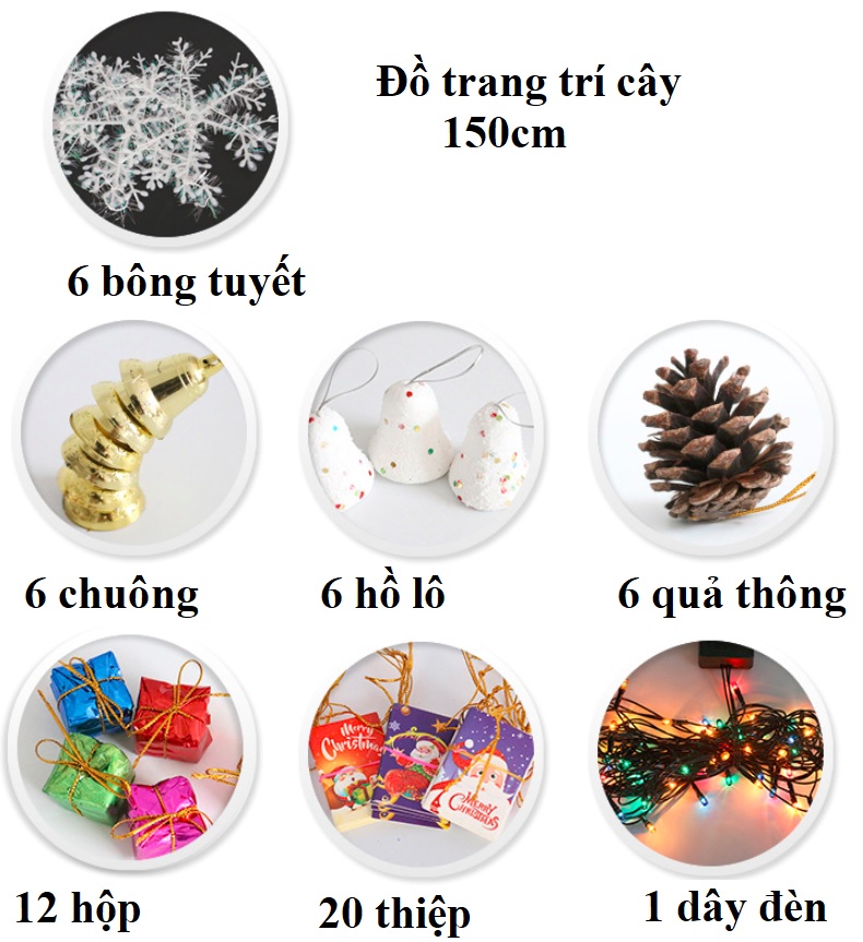 Cây Thông Noel tặng kèm 1 bộ phụ kiên đầy đủ