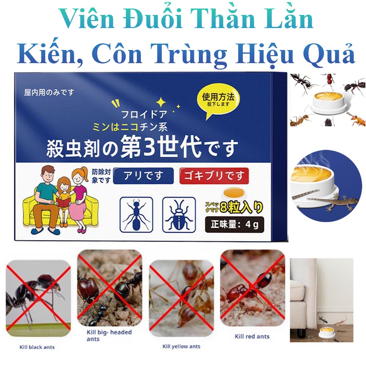 Hộp 8 Viên Đuổi Thằn Lằn, Kiến, Côn Trùng Hiệu Quả