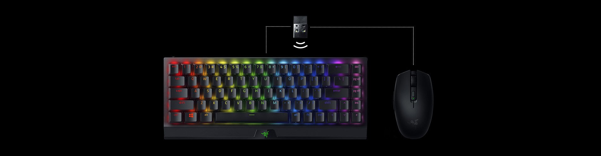 Bàn phím Razer BlackWidow V3 Mini HyperSpeed-Phantom Pudding Edition-65% Wireless Mechanical-Green Switch_RZ03-03892000-R3M1- HÀNG CHÍNH HÃNG