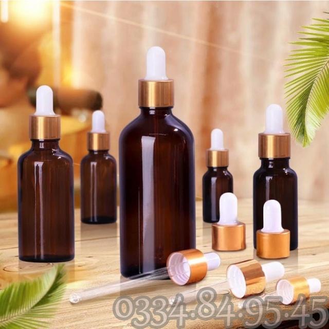 Chai thủy tinh thân NÂU nắp bóp VÀNG 5ml 10ml 20ml 30ml 50ml 100ML - Lọ đựng serum, chiết tinh dầu