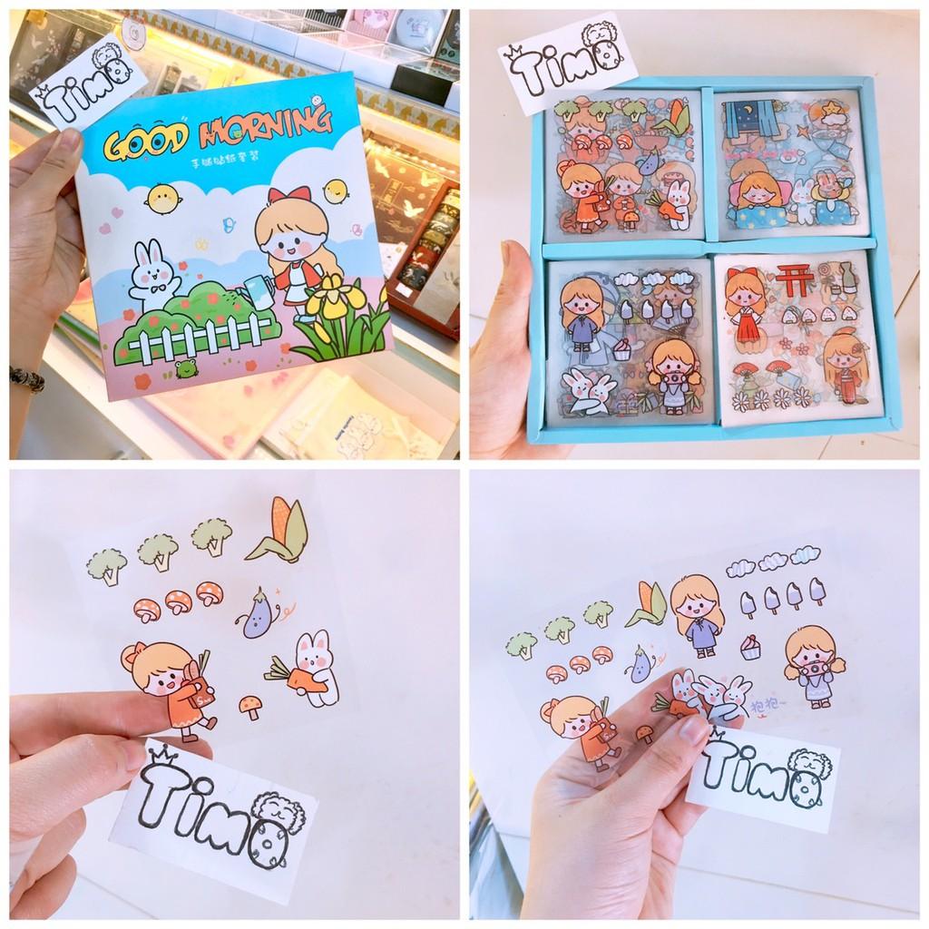 Hộp Sticker Cute Anime Dễ Thương 100-200 Tấm Dán Trang Trí Sổ Tay Và Góc Học Tập Mũ Bảo Hiểm