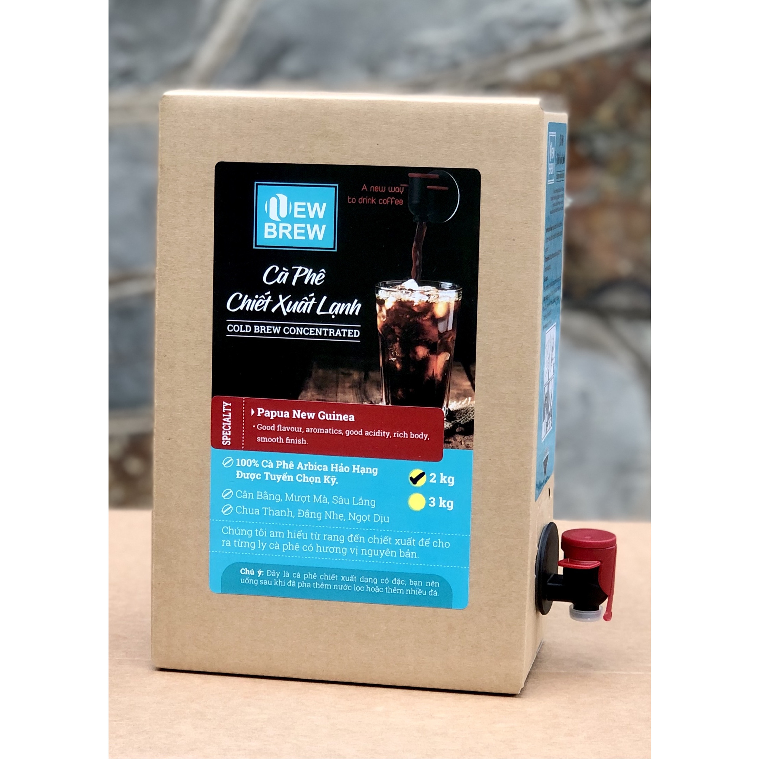 Cà phê chiết xuất lạnh New Brew, Cold Brew, pha sẵn NewBrew Papua New Guinea (PNG) - Hộp 2 Kg