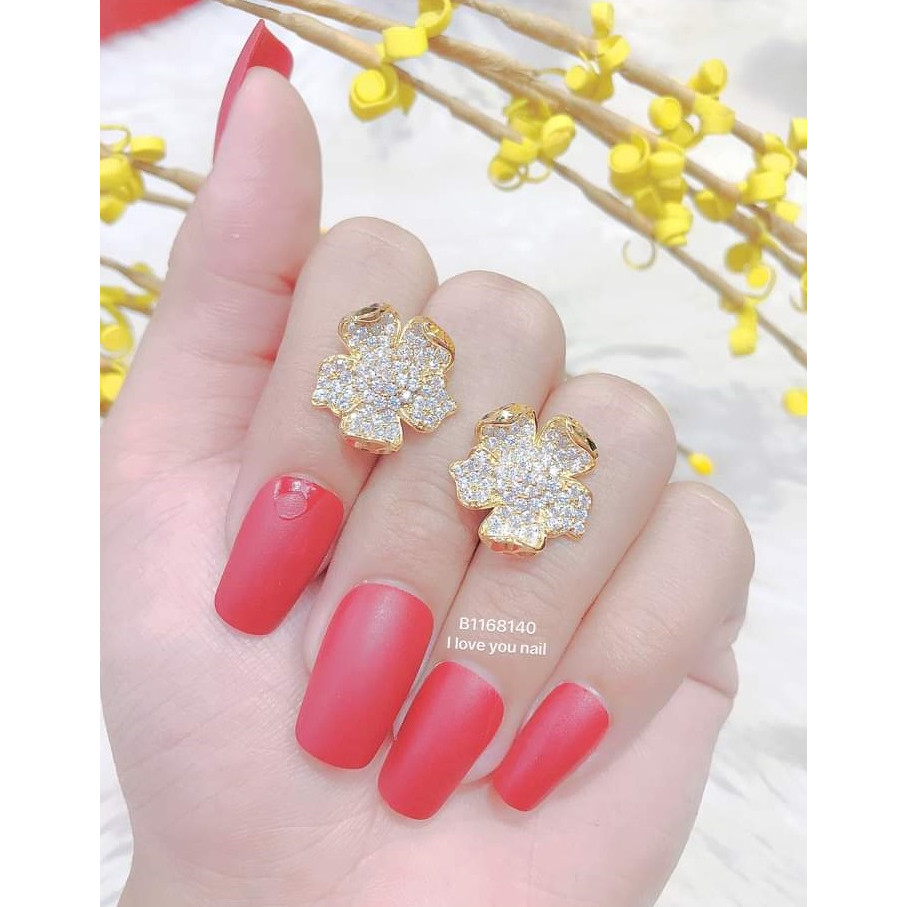 Đôi bông tai mạ vàng 04 cánh mẫu 040R - Mang đi chơi, đi tiệc rất đẹp ạ - Phong cách model
