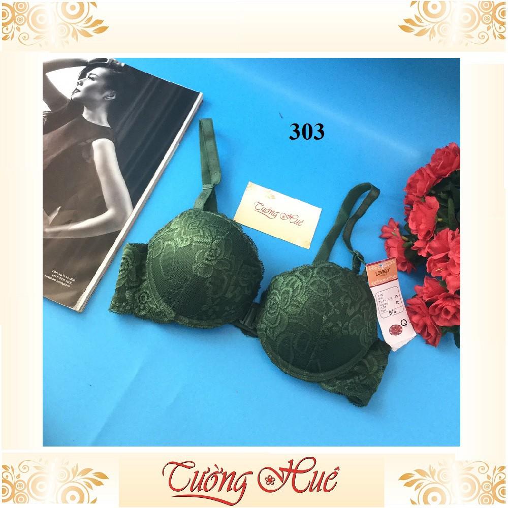 Áo lót nữ Lovely 303 ren nâng ngực cúp bầu ngang cài trước.