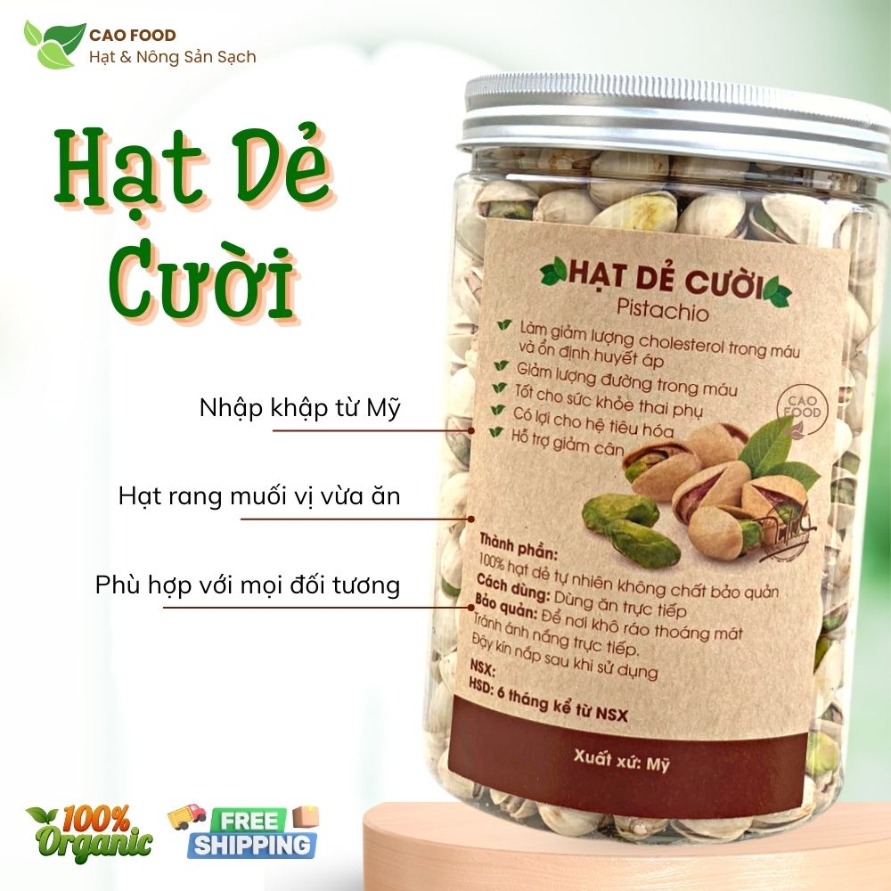 [500GR] Hạt dẻ cười CAO FOOD nhập khẩu chính ngạch từ Mỹ thơm ngon và dinh dưỡng - cam kết không tẩy trắng 100% tự nhiên