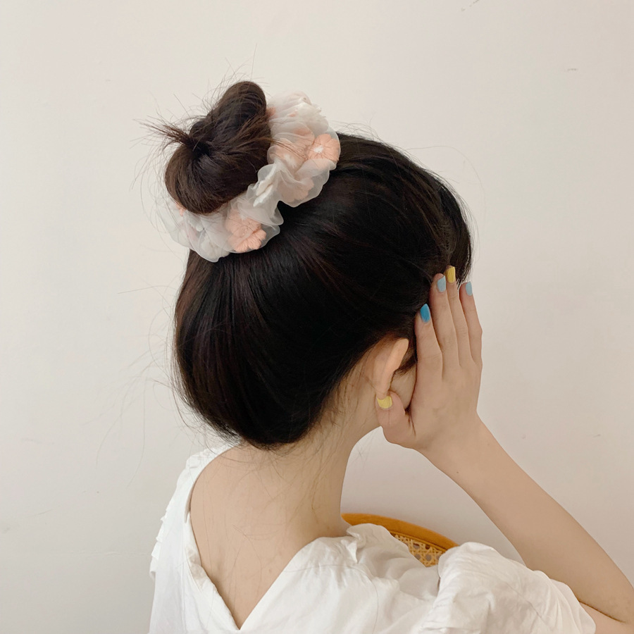 Scrunchies Dây cột tóc Hoa thêu 9X Style Dễ thương
