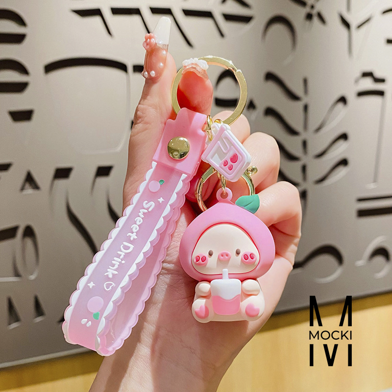 Móc khóa Heo, gấu, vịt áo thơm, đào, xoài
