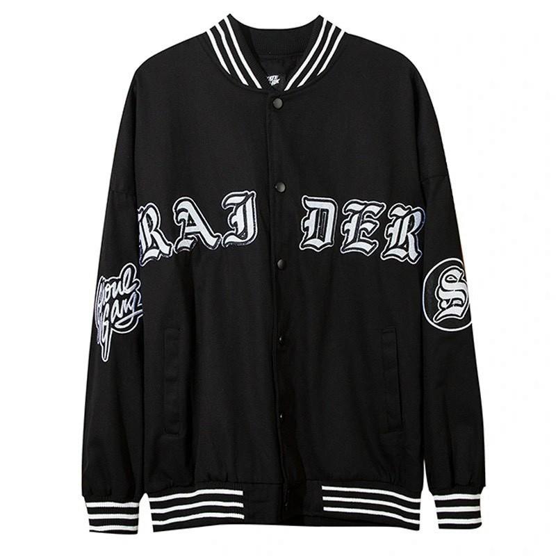 Hình ảnh Áo Khoác Dù Nam Nữ Unisex - Áo Khoác Jacket Bombers RAJDER Màu Đen Siêu Hot (có form rộng XL)