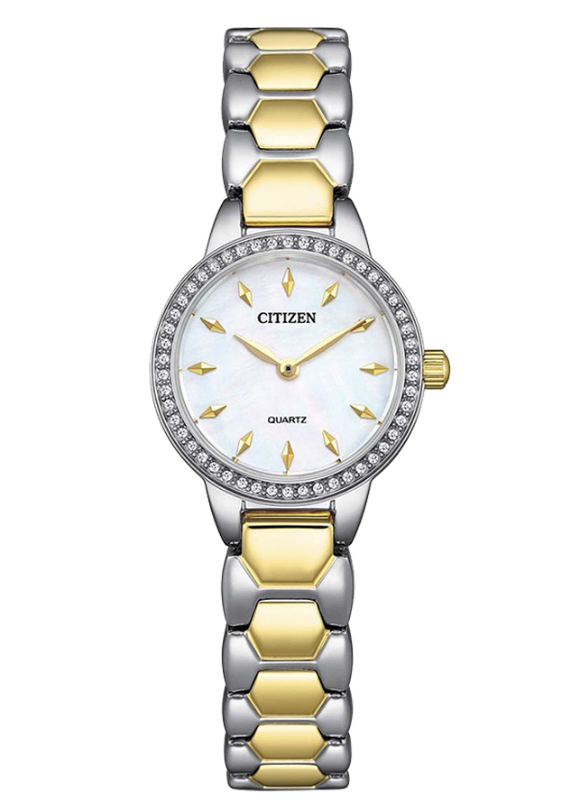 Đồng Hồ Nữ Citizen Pin-Quartz Đính Đá Swarovski Dây Thép Không Gỉ EZ7014-55D - Mặt Xà Cừ (24mm)
