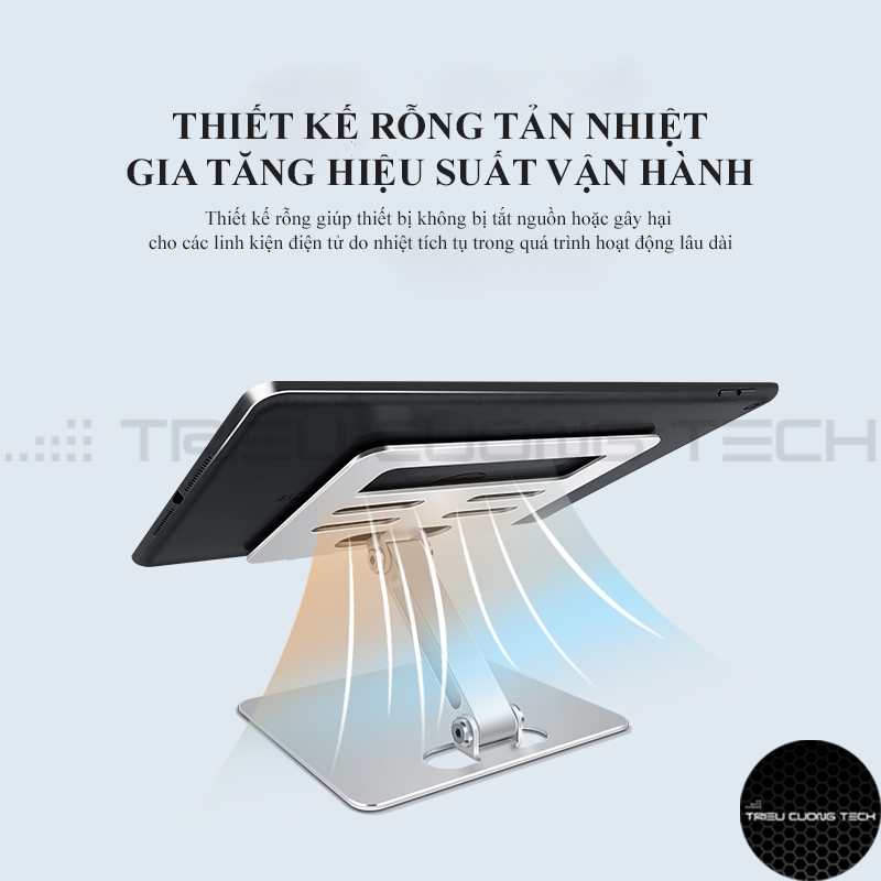 Giá Đỡ Máy Tính Bảng - Ipad - Điện Thoại Hợp Kim Nhôm Nguyên Khối - Nâng Hạ Điều Chỉnh Góc Nhìn Tùy Thích - Gấp Gọn Tiện Lợi - Hàng Chính Hãng