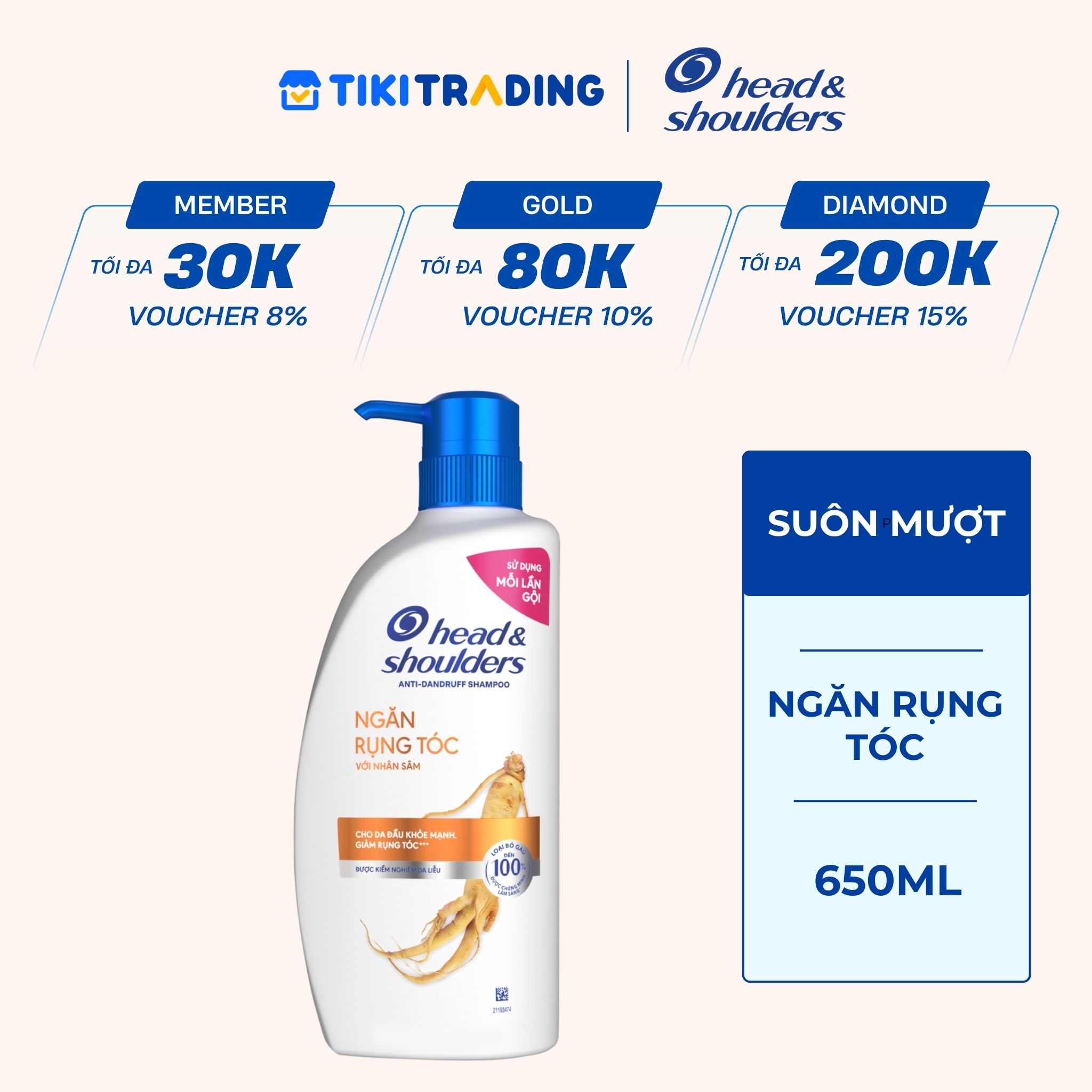 Dầu Gội HEAD &amp; SHOULDERS Chai 625ml - Ngăn rụng tóc