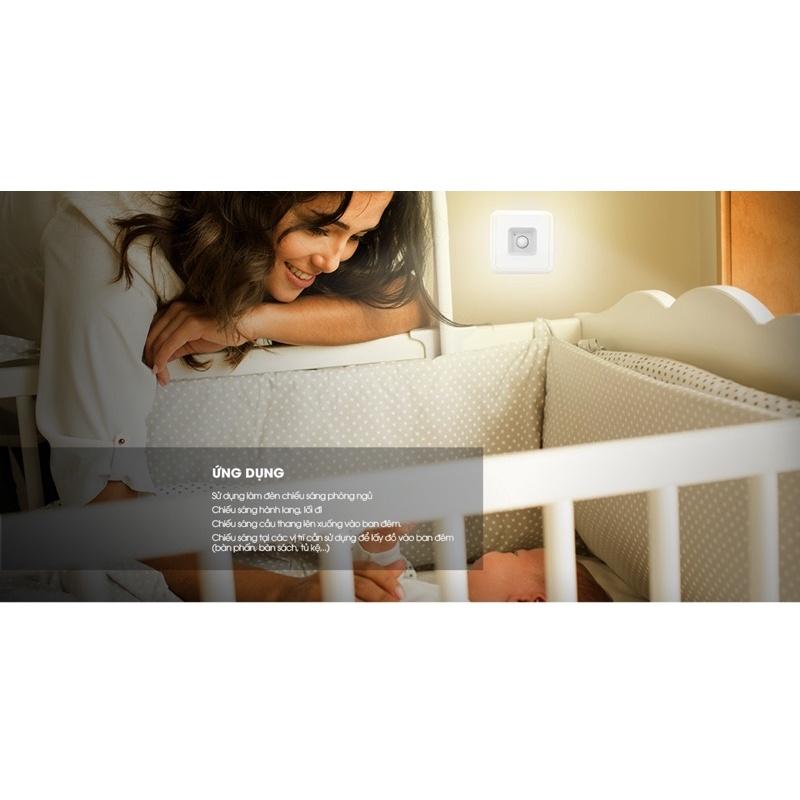 Đèn ngủ cảm biến Model: ĐN01.PIR 65x65/0.3W Đèn ngủ cảm ứng hồng ngoại,Đèn chiếu chân tường chân cầu thang …